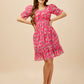 Leah Pink Floral Smock Dress With Bell Sleeves