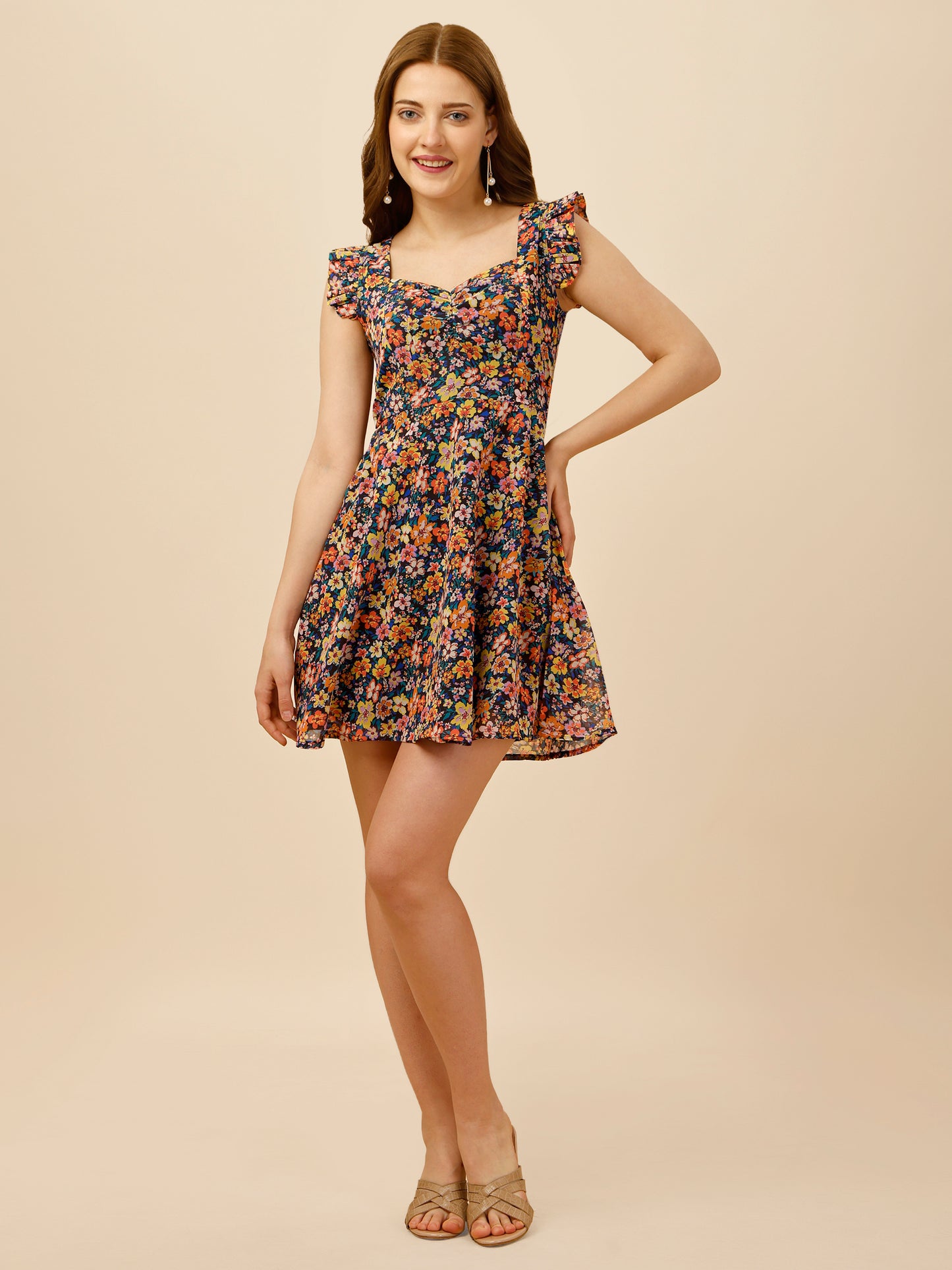 Jade Multicolour Fit and Flare Mini Dress