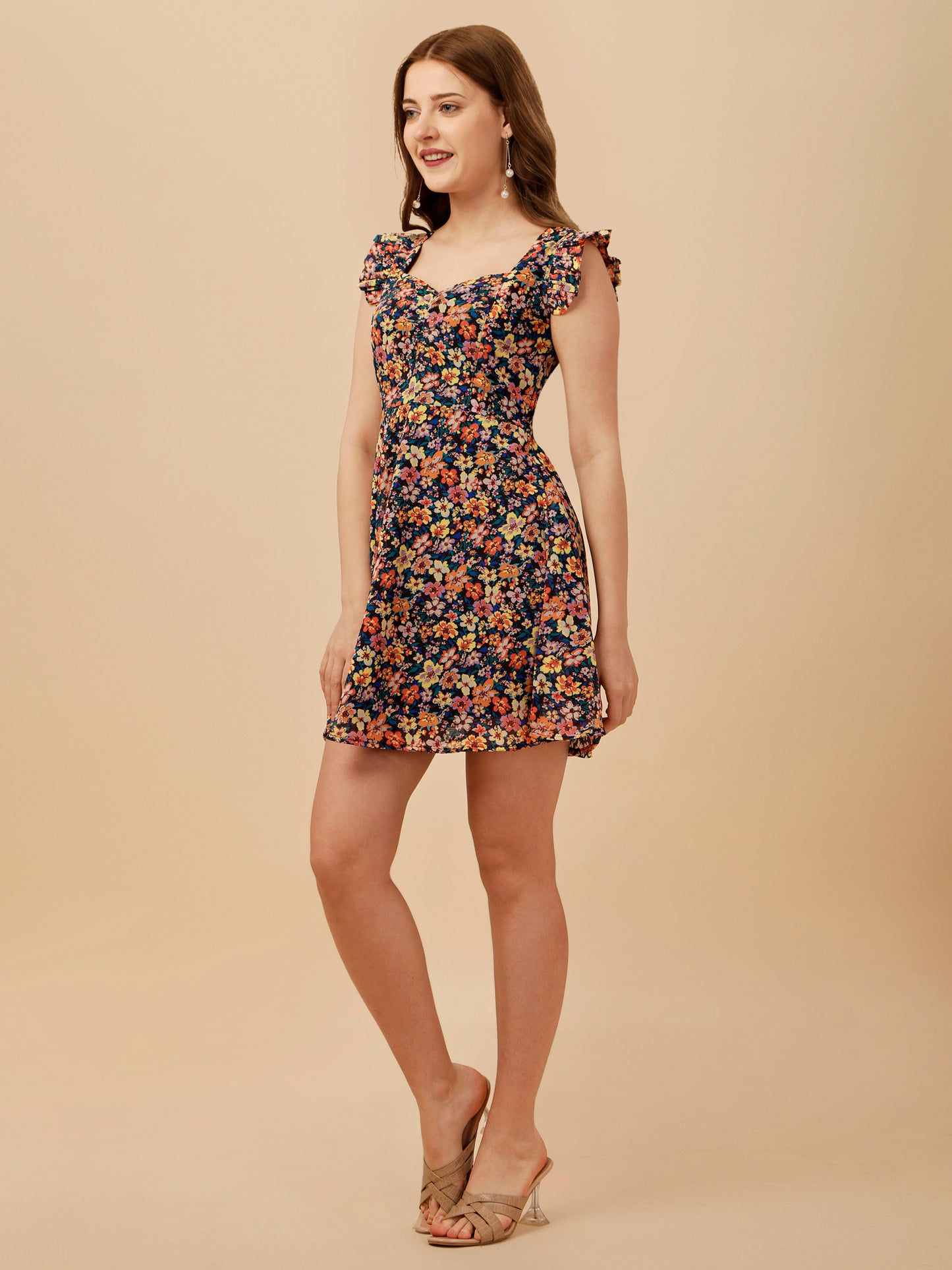 Jade Multicolour Fit and Flare Mini Dress