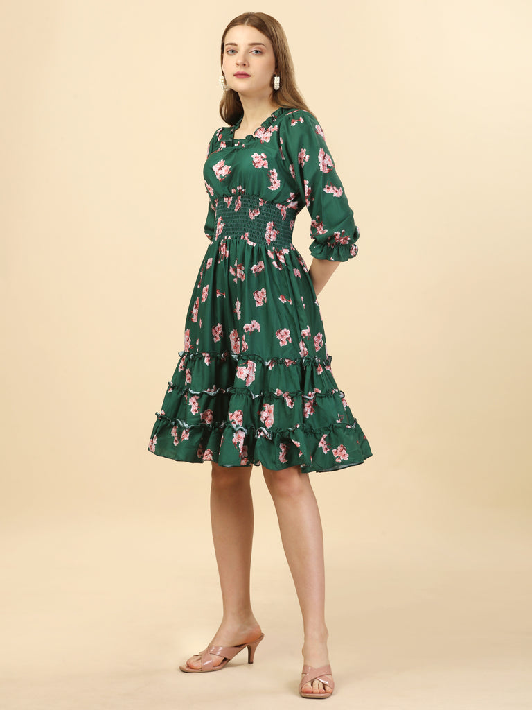 Ally Green Fit and Flare Dress