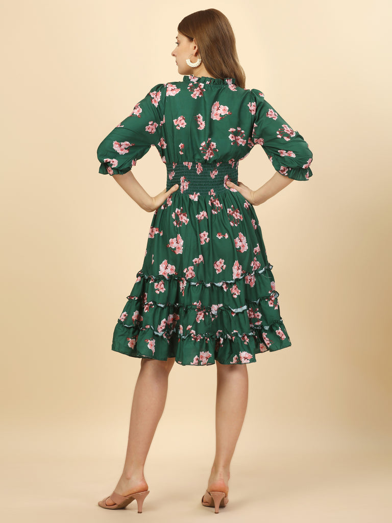 Ally Green Fit and Flare Dress