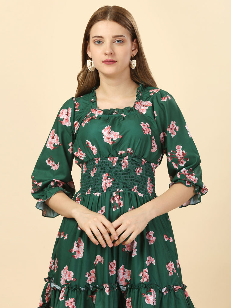 Ally Green Fit and Flare Dress